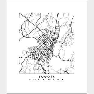 BOGOTA COLOMBIA BLACK CITY STREET MAP ART Posters and Art